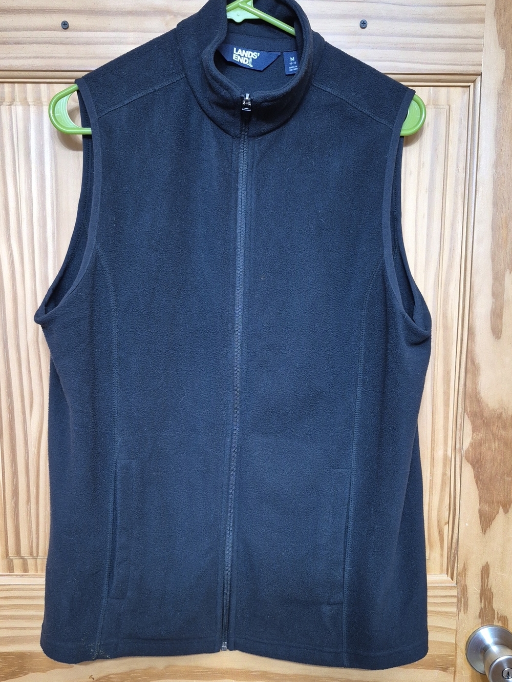 Lands' End Womens Black Full-Zip Fleece Vest